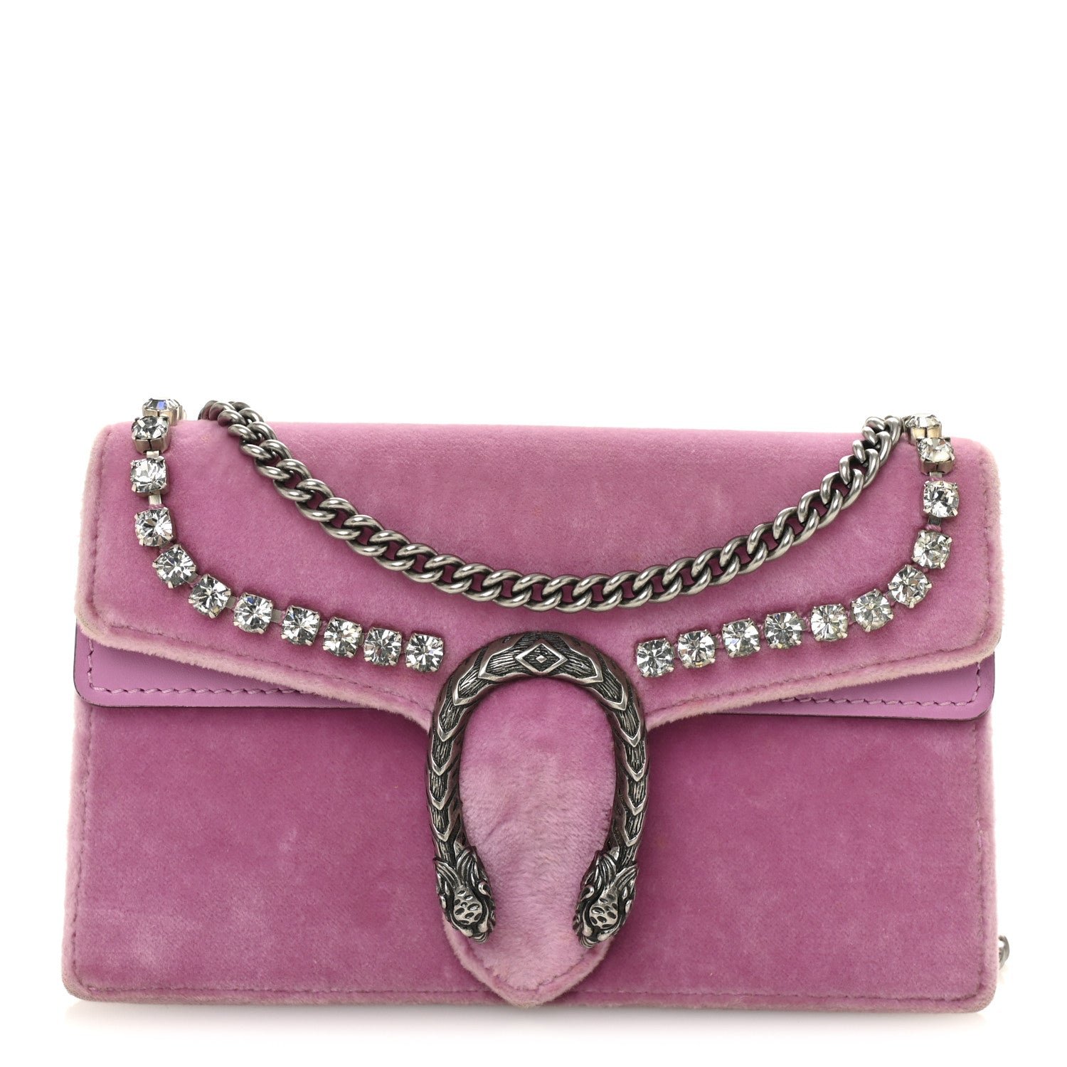Gucci Velvet Crystal Super Mini Dionysus Shoulder Bag Malva