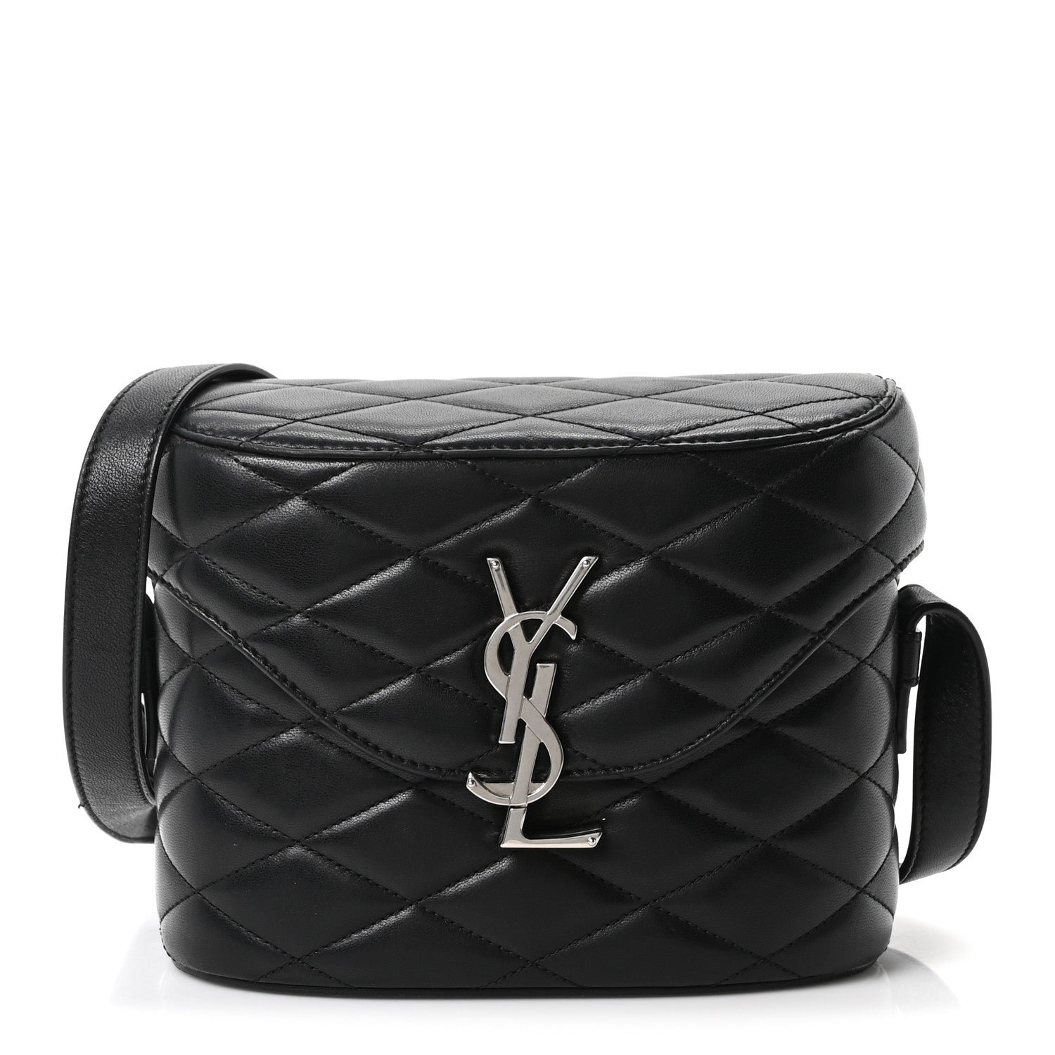 Saint Laurent Lambskin Quilted Monogram June Box Bag  Black