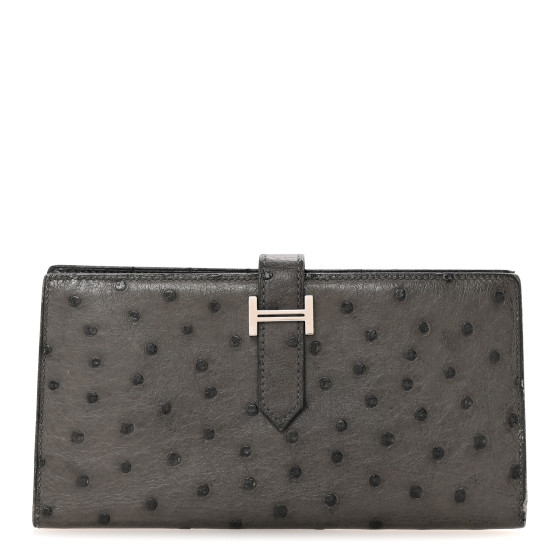 Hermes Ostrich Bearn Wallet Graphite