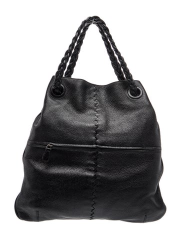 Intrecciato Leather Top Handle Bag