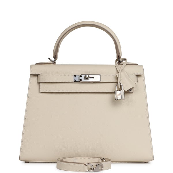 Hermes Hermes Kelly Sellier 28 Craie Epsom Palladium Hardware
