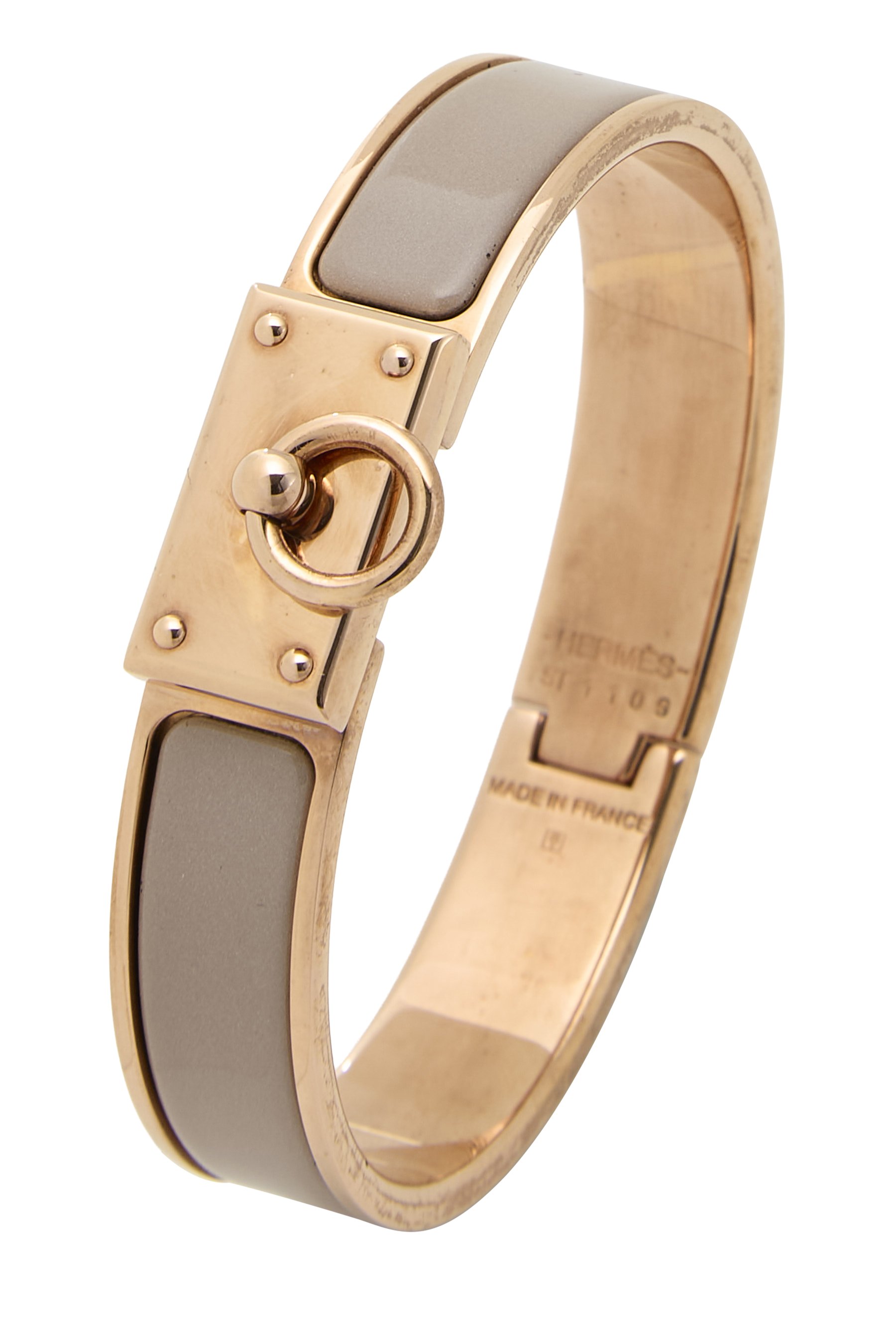 Beige Rose Gold Clic Anneau Bracelet Narrow