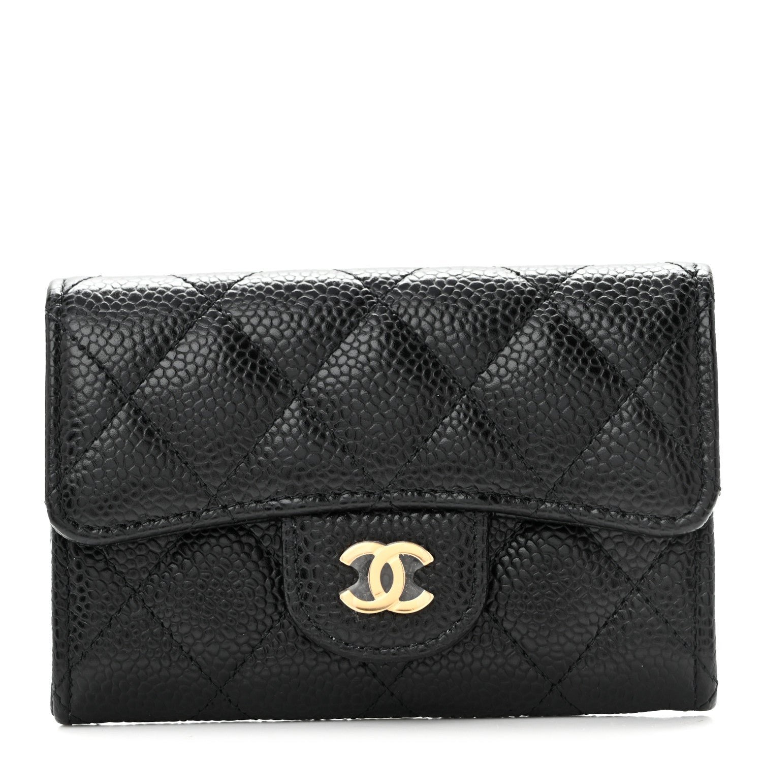 Chanel Caviar Quilted Flap Card Holder Black