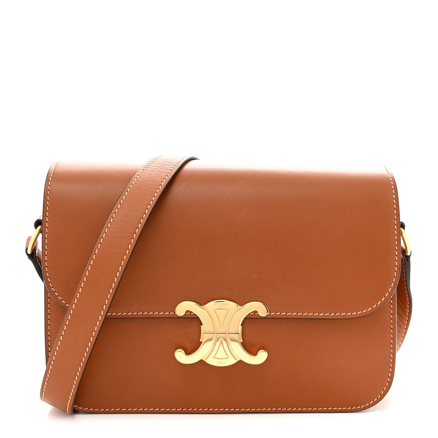 Celine Natural Calfskin Medium Triomphe Tan