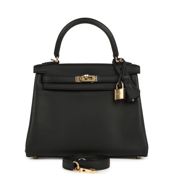 Hermes Hermes Kelly Retourne 25 Black Swift Permabrass Hardware