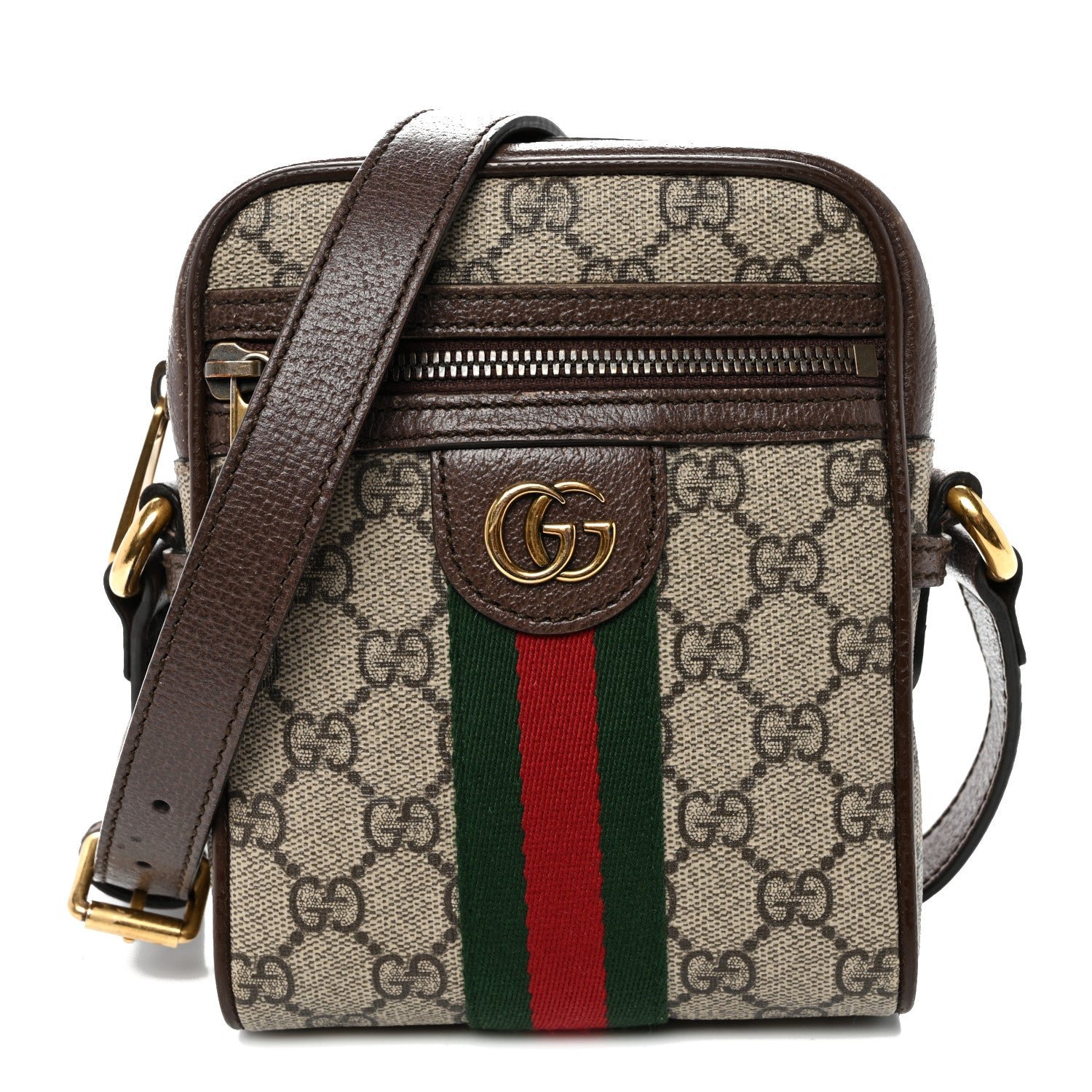 Gucci GG Supreme Monogram Web Mini Ophidia Messenger Brown