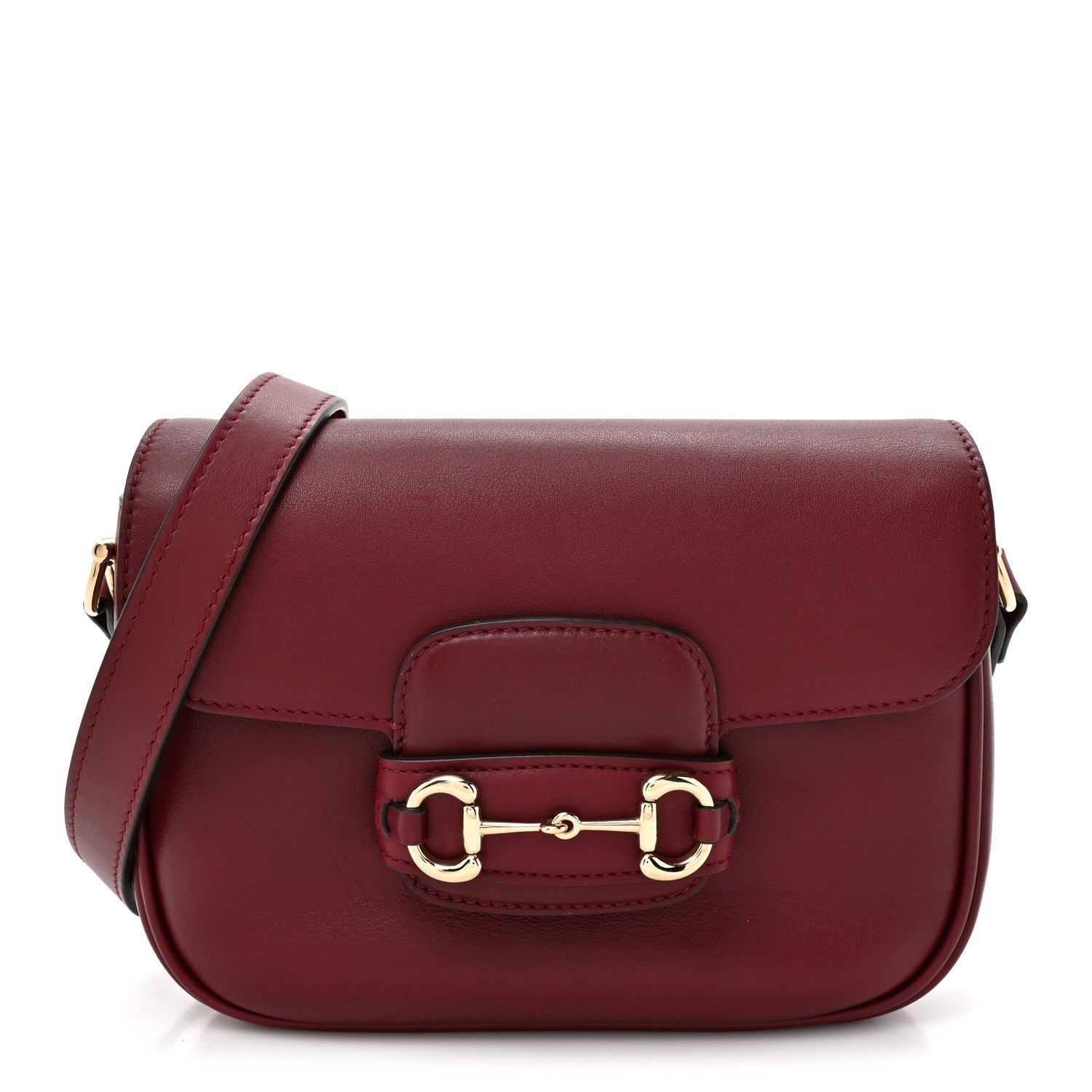 Gucci Soft Calfskin Horsebit 1955 Small Shoulder Bag Rosso Ancora