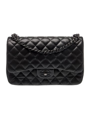 Jumbo So Black Classic Double Flap Bag