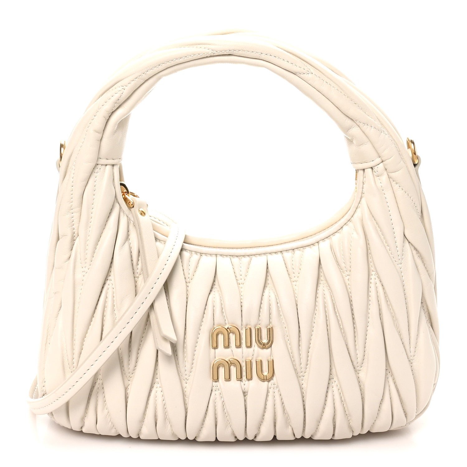 Miu Miu Nappa Matelasse Small Wander Hobo White