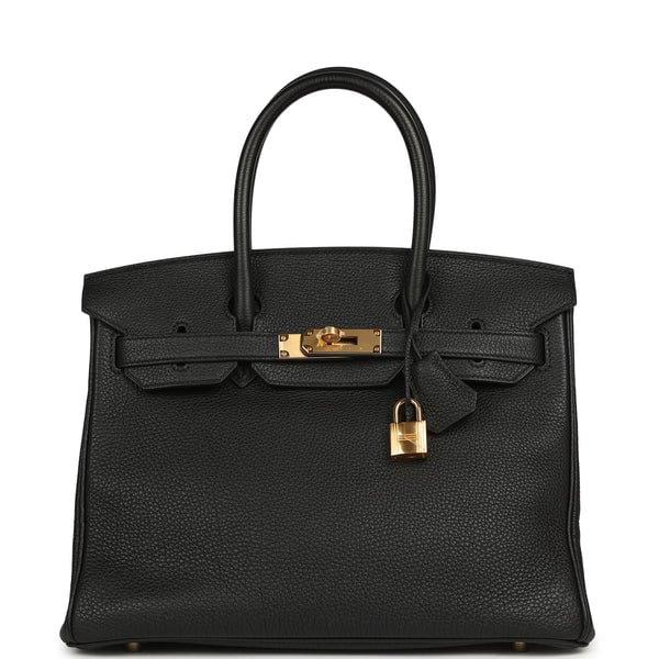 Pre-owned Hermes Birkin 30 Black Togo Gold Hardware