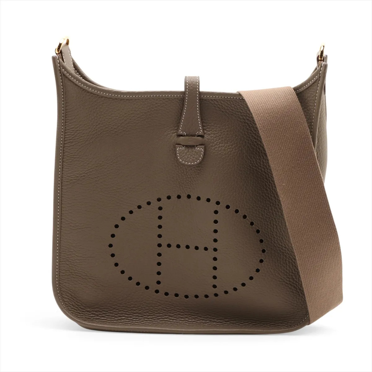 Hermès evelyn 3 29 PM Taurillon Clemence Etoupe Gold Metal Fittings