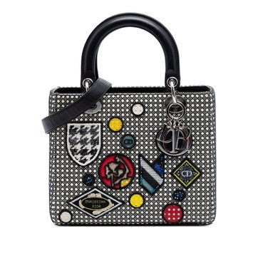 Medium Calfskin Mesh Microcannage Patches Lady Dior