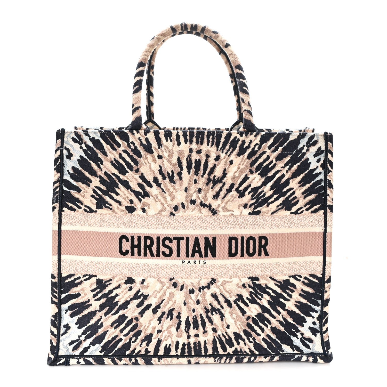 Christian Dior Canvas Embroidered Tie Dye Large Book Tote Multicolor