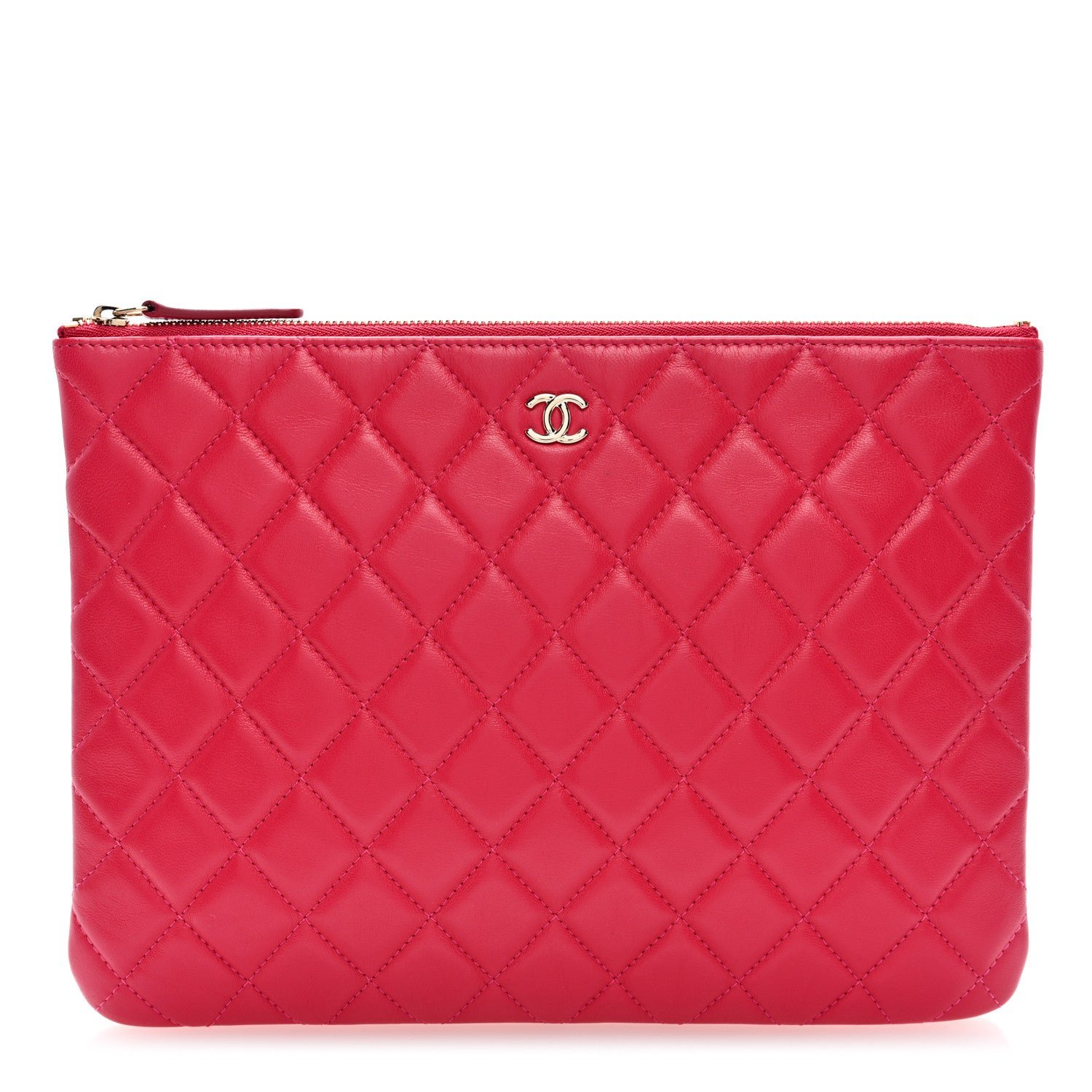 Chanel Lambskin Quilted Medium Cosmetic Case Fuchsia