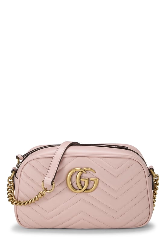 Pink Leather GG Marmont Crossbody Bag Small