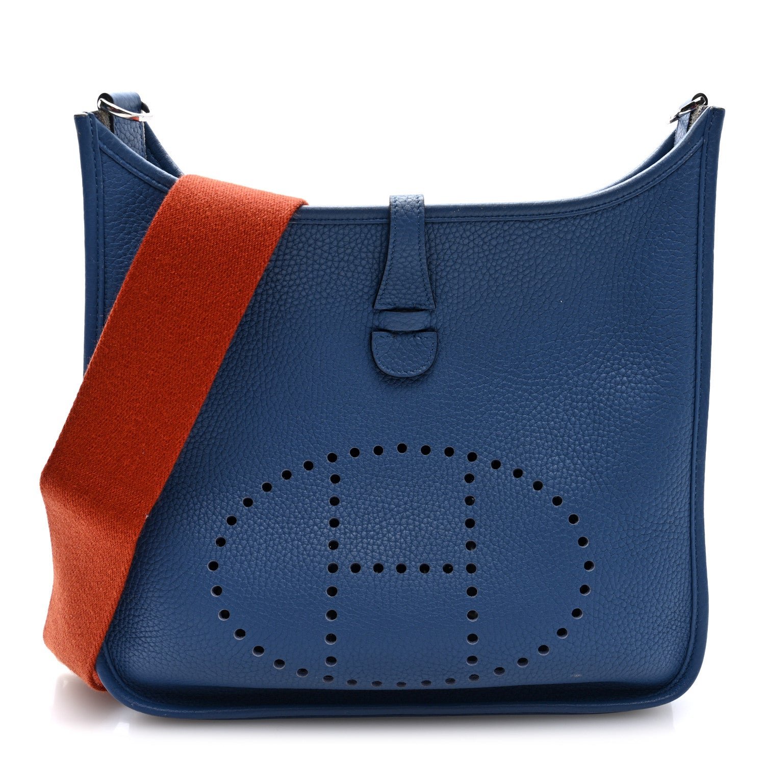 Hermes Taurillon Clemence Evelyne III PM Bleu Agate Cuivre
