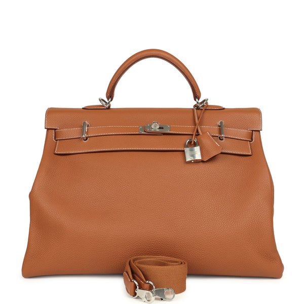 Hermes Hermes Kelly Voyage 50 Gold Clemence Palladium Hardware