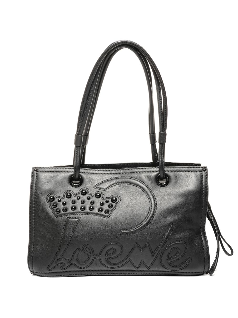 2000s logo-embroidery studded-embellishment shoulder bag