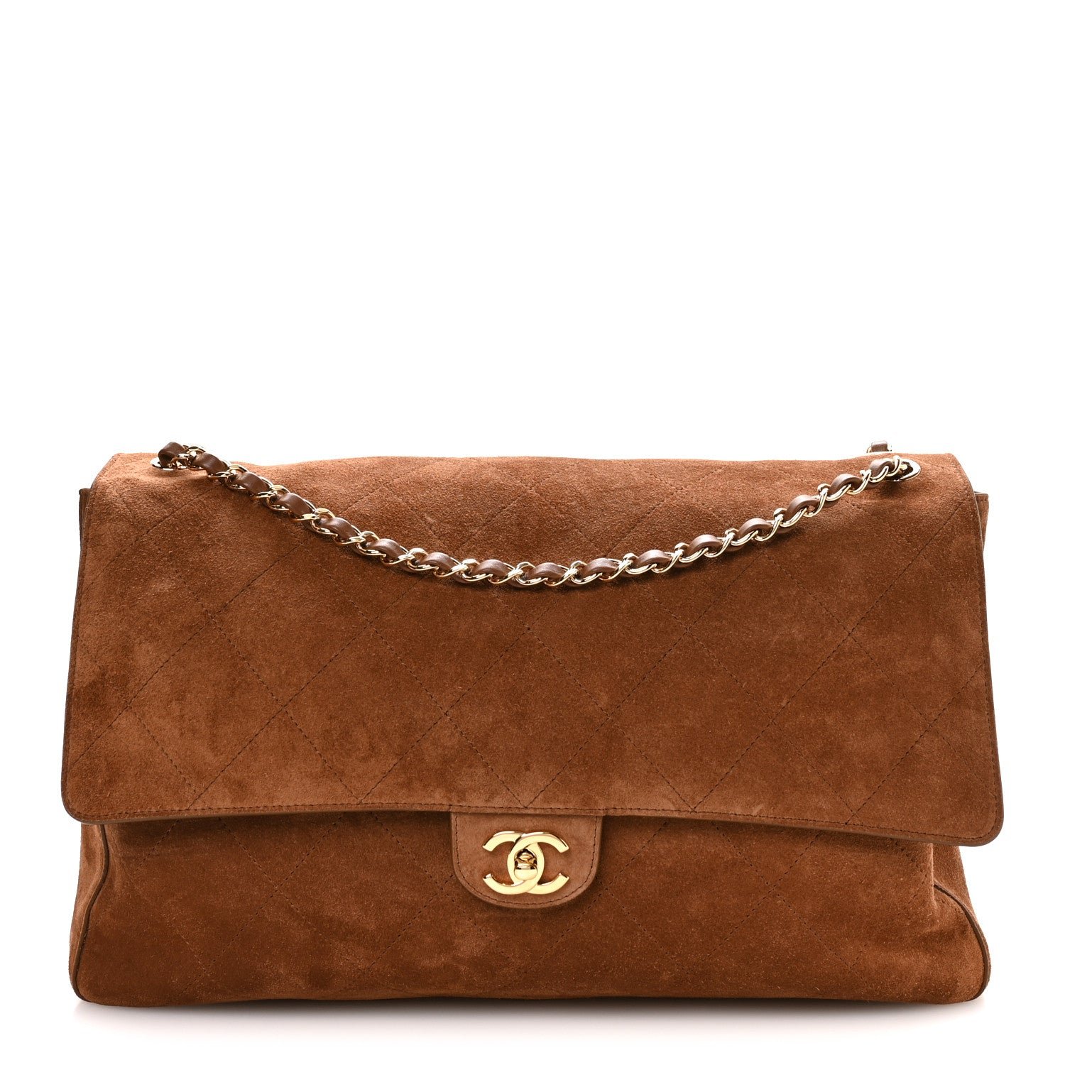 Chanel Suede Calfskin Souplissimo Maxi Flap Camel