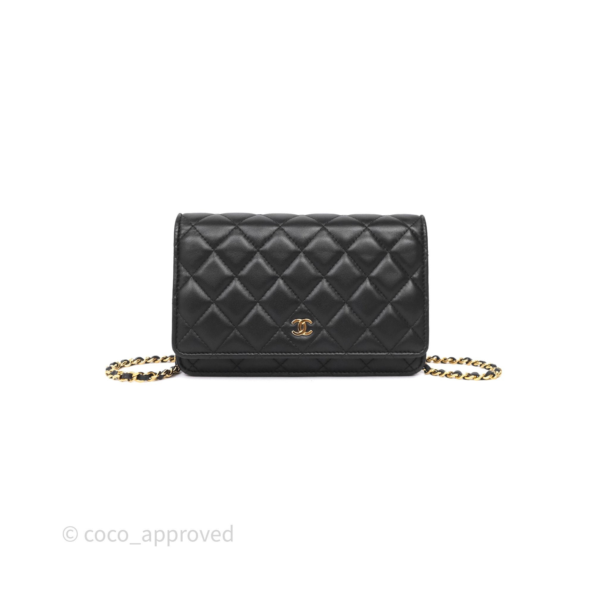 Chanel Quilted Wallet on Chain WOC Black Lambskin Gold Hardware