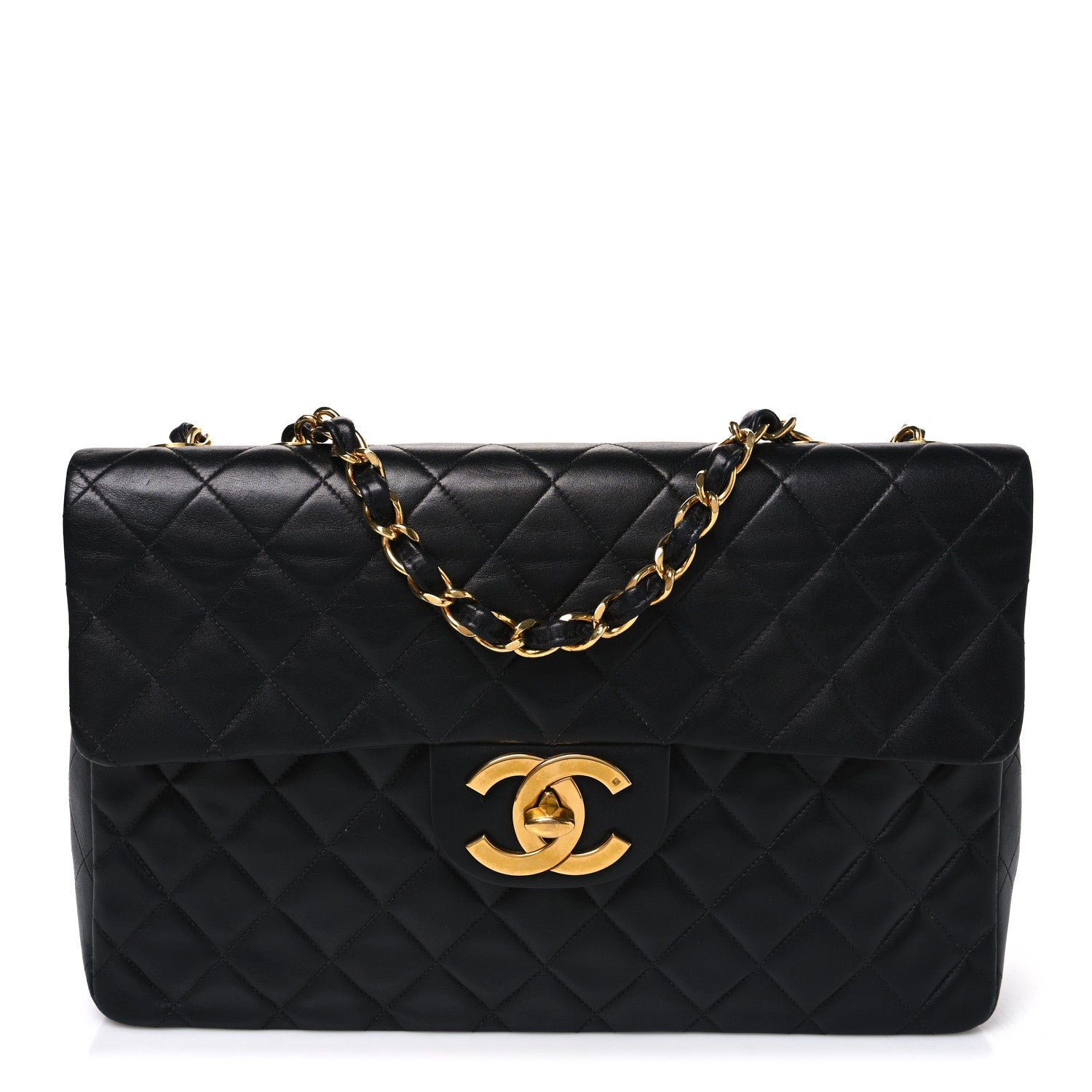 Chanel Lambskin Quilted XL Jumbo Single Flap Black