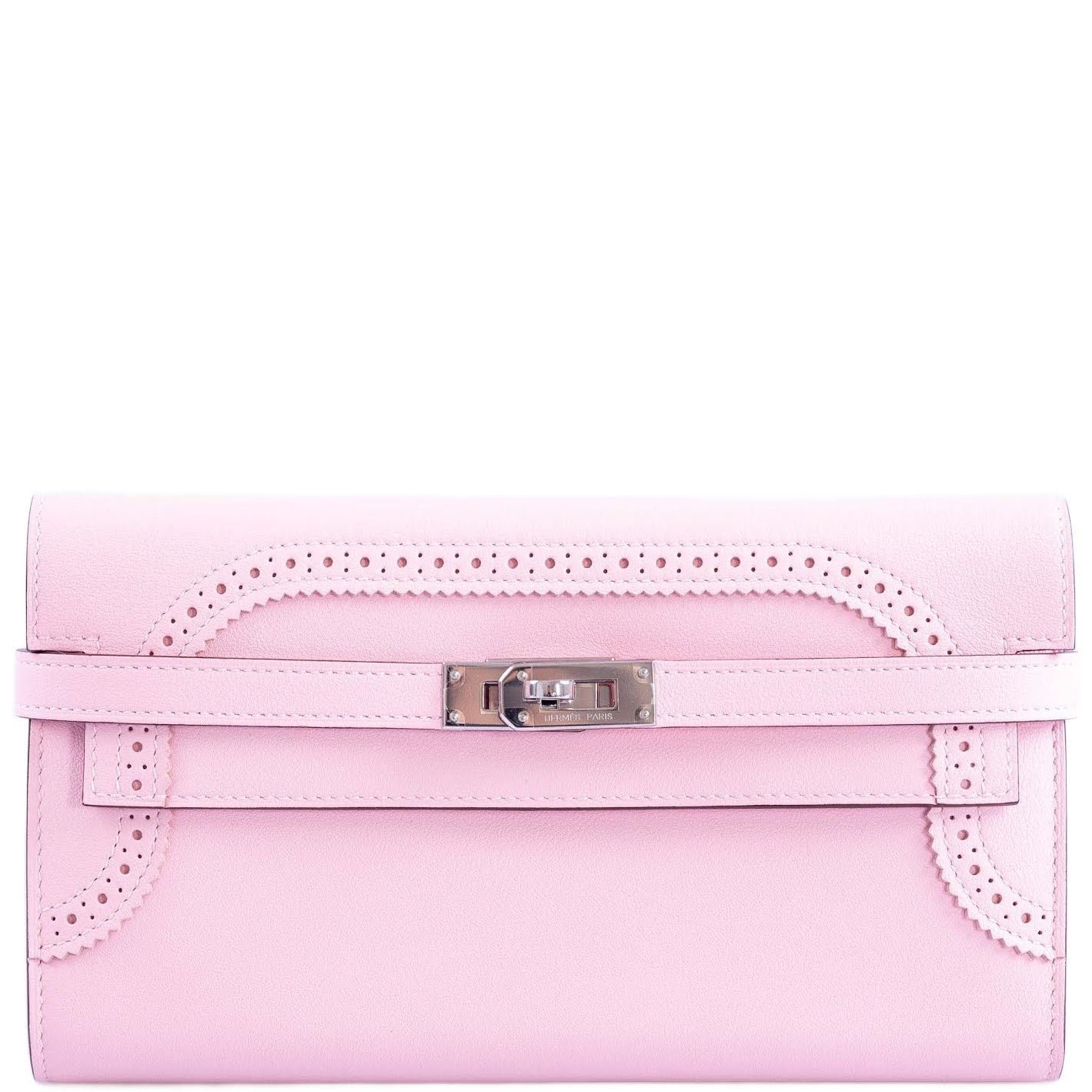 Hermes Hermès Kelly Wallet Ghillies Rose Sakura Swift Palladium Hardware