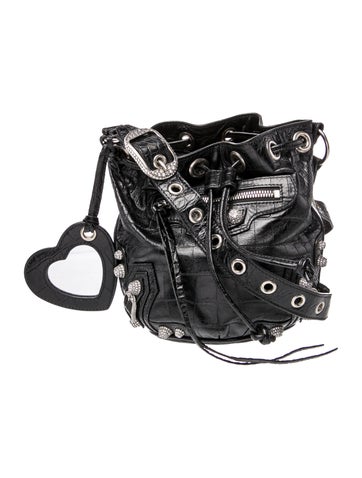 Leather Le Cagole XS studded bucket bag XS