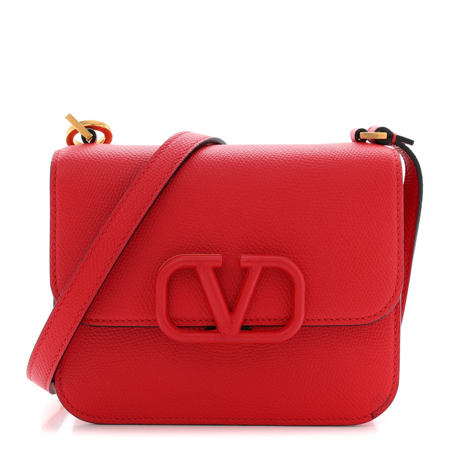 Valentino Garavani Grainy Calfskin Small VSling Shoulder Bag Red