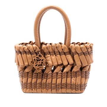 Leather Small Nappa Tubular Basket Tote