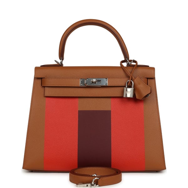Hermes Pre-owned Hermes Kellygraphie Kelly Sellier 28 "Lettre H" Gold Epsom Palladium Hardware