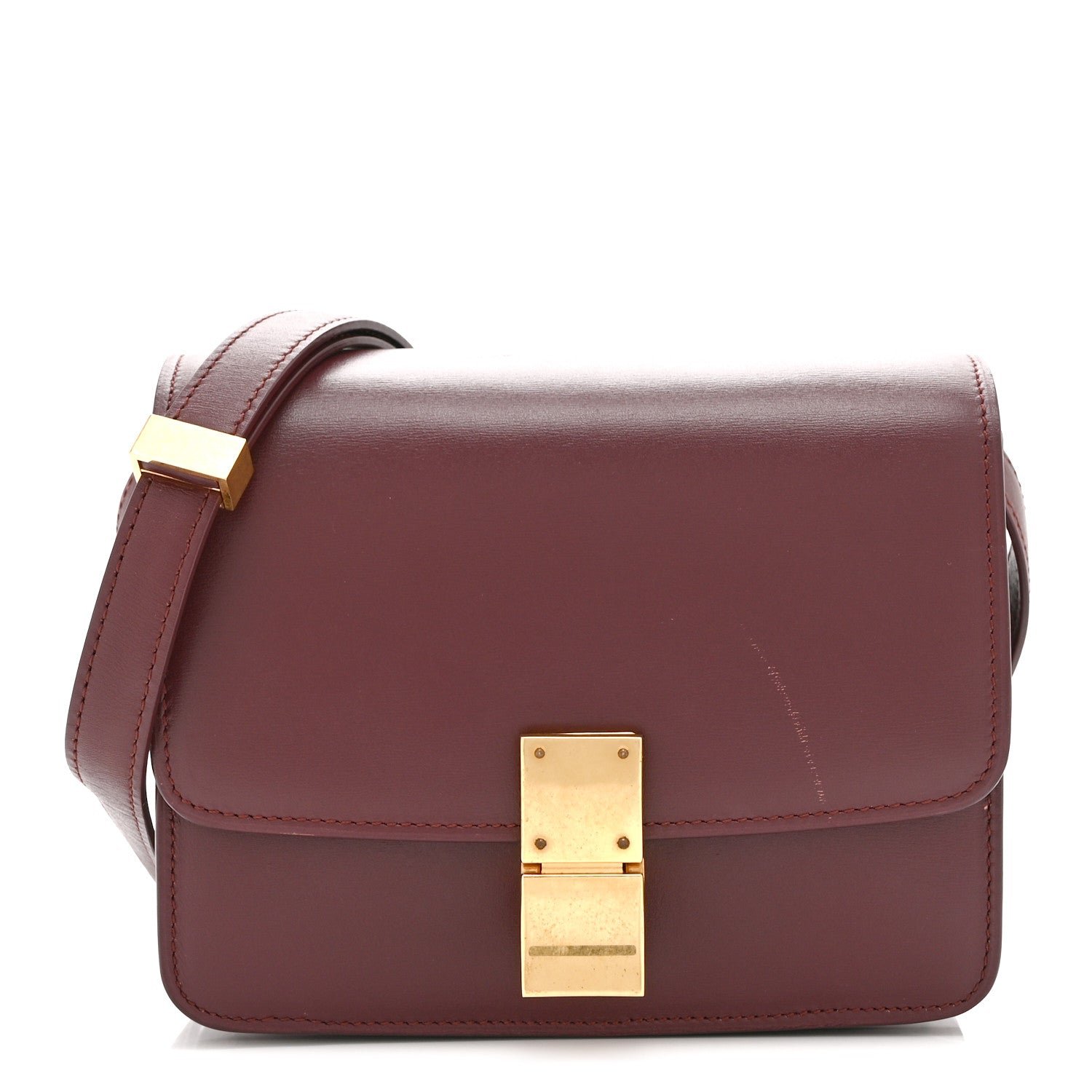 Celine Box Calfskin Small Classic Box Flap Bag Burgundy
