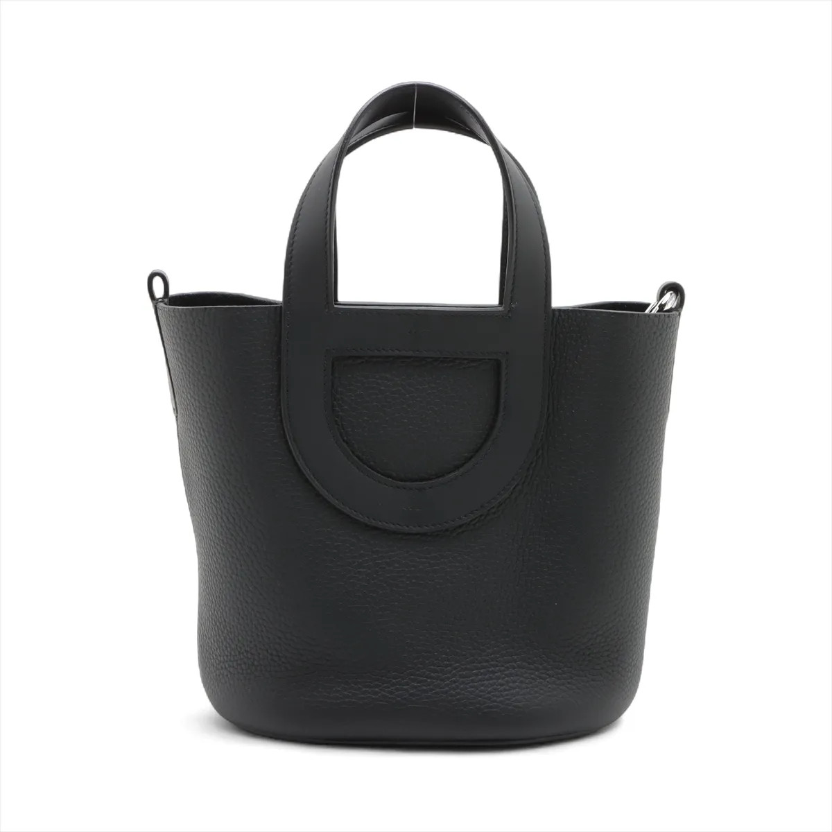 Hermès In the loop 18 Taurillon Clemence × Veau Swift Black Silver Metal Fitting