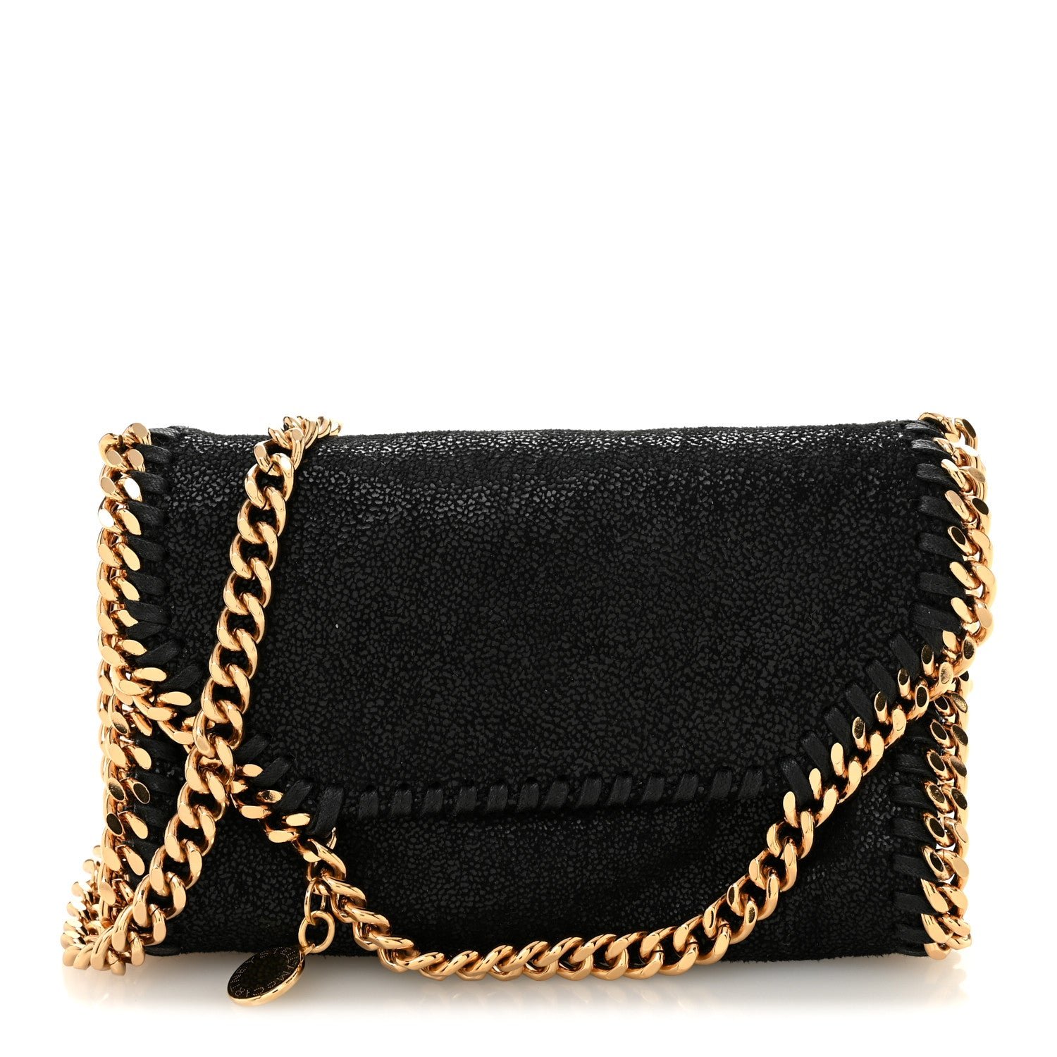 Stella McCartney Shaggy Deer Tiny Fold Over Falabella Tote Black