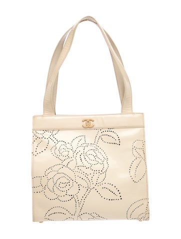 Camellia Perforated Patent Tote Bag
