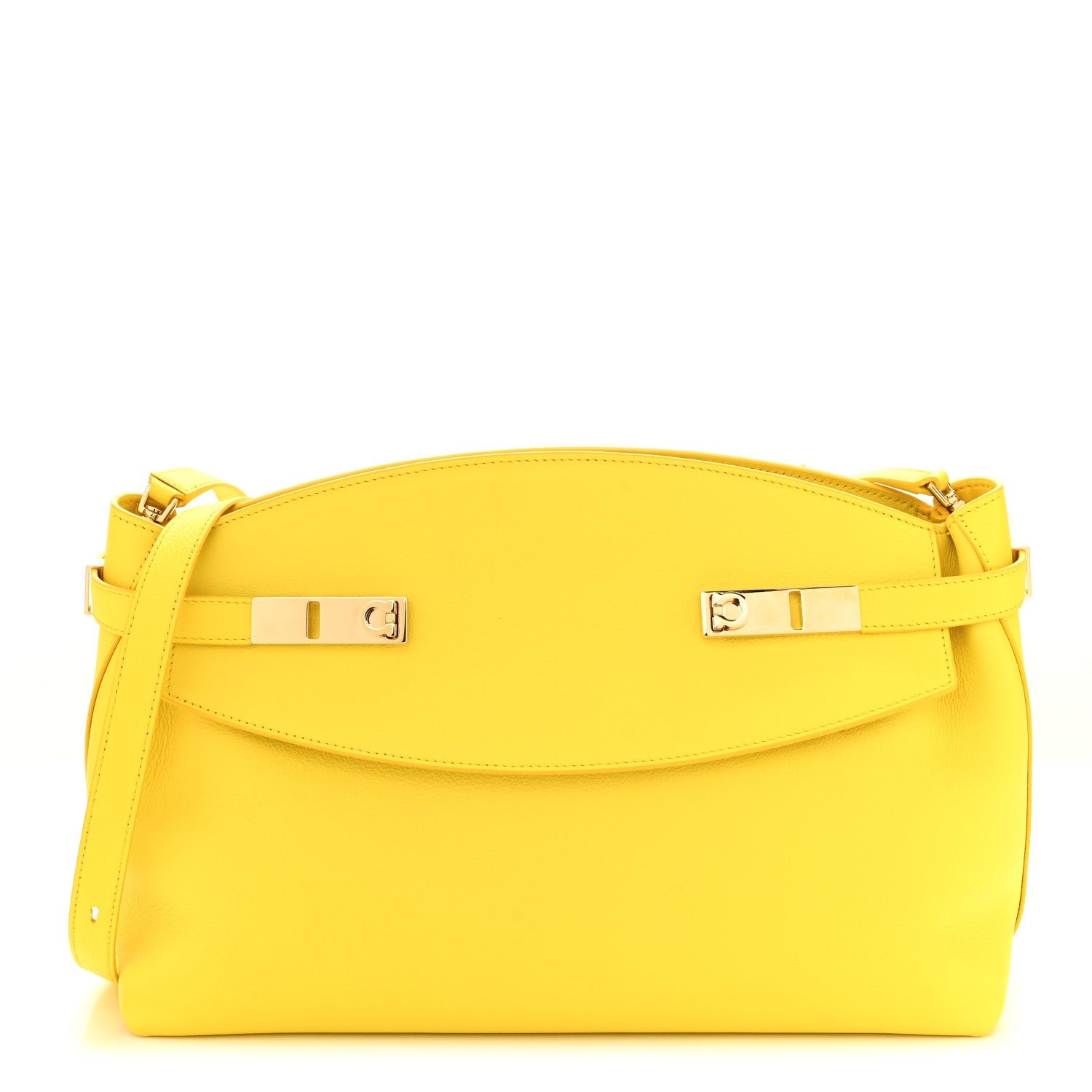 Salvatore Ferragamo Calfskin Large Hug Pouch Yellow