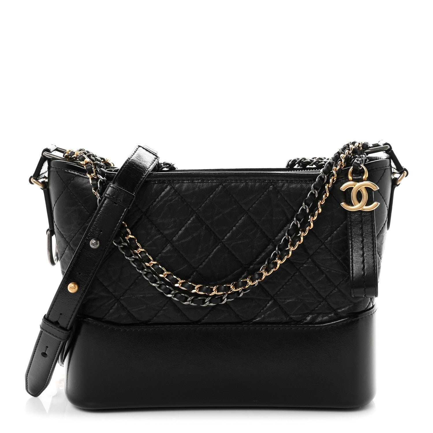 Chanel Aged Calfskin Quilted New Medium Gabrielle Hobo Black