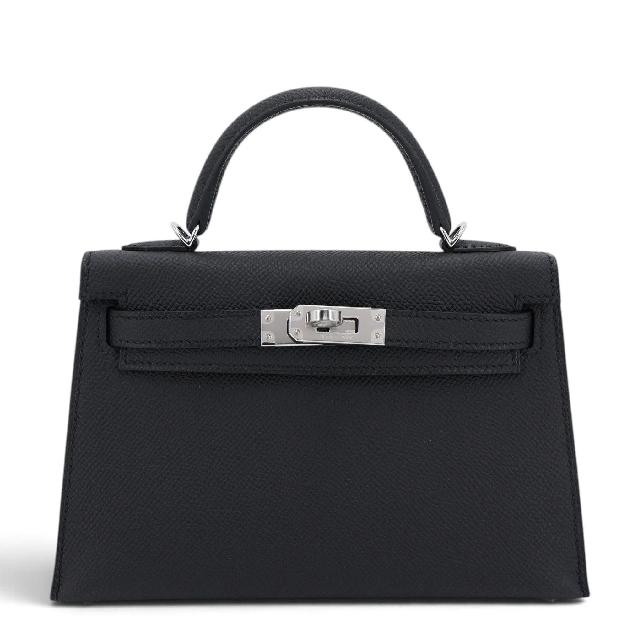Brand New ( Rank N ) HERMÈS Mini Kelly II Noir (89) Epsom Palladium hardware G (2026)