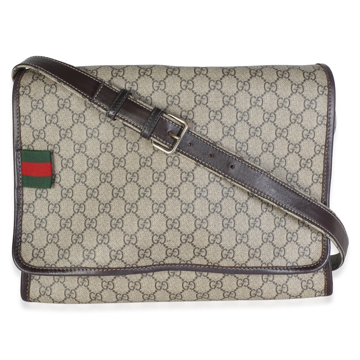 Beige GG Plus Monogram Canvas Large Flap Messenger Bag