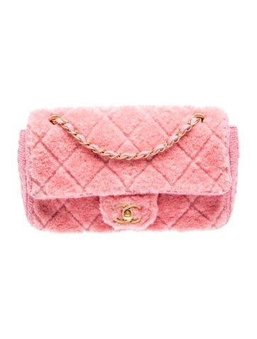 Medium Shearling Tweed Flap Bag