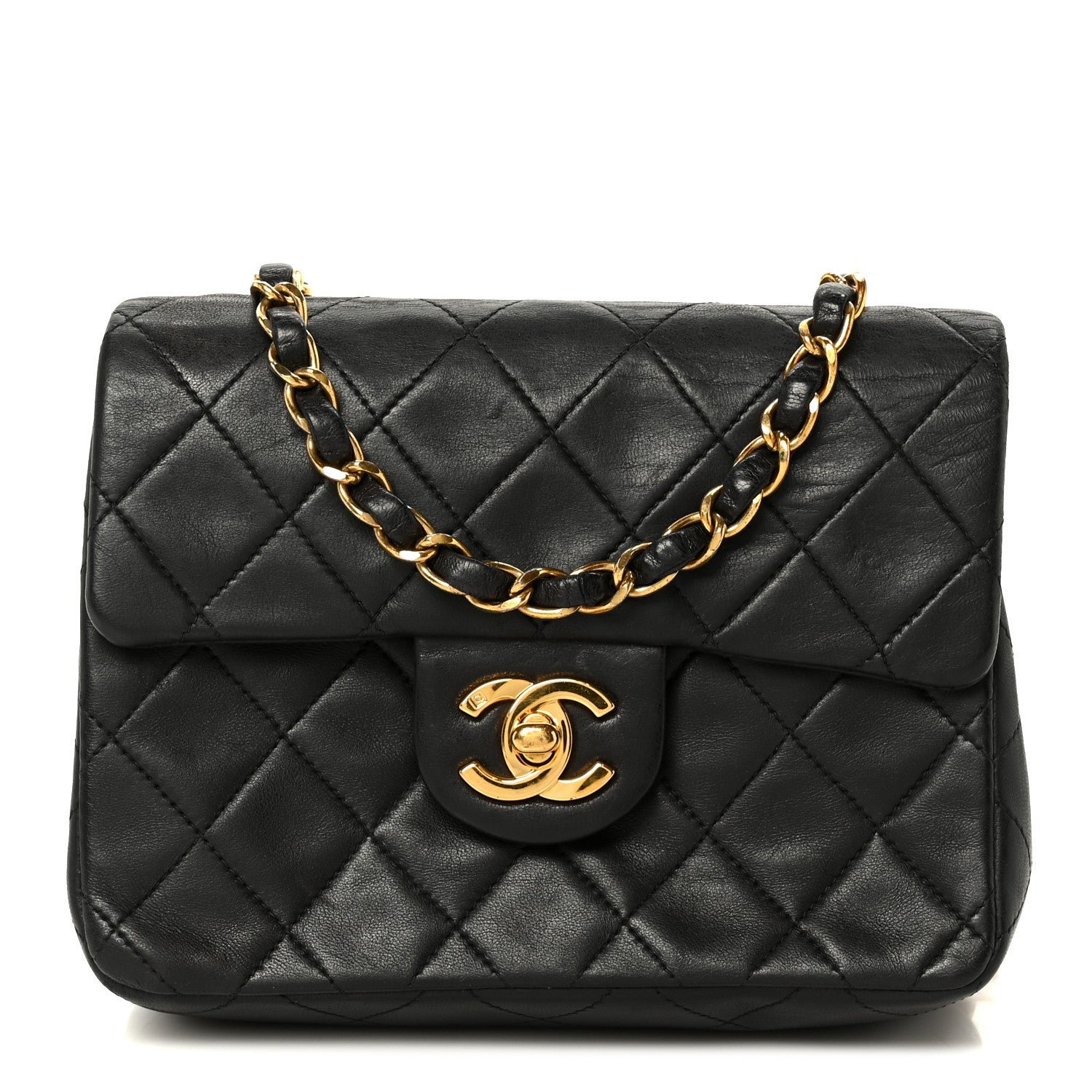 Chanel Lambskin Quilted Mini Square Flap Bag Black