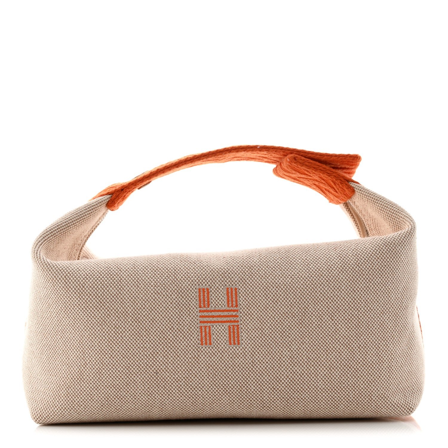 Hermes Canvas Small Bride-A-Brac Pouch Natural Orange