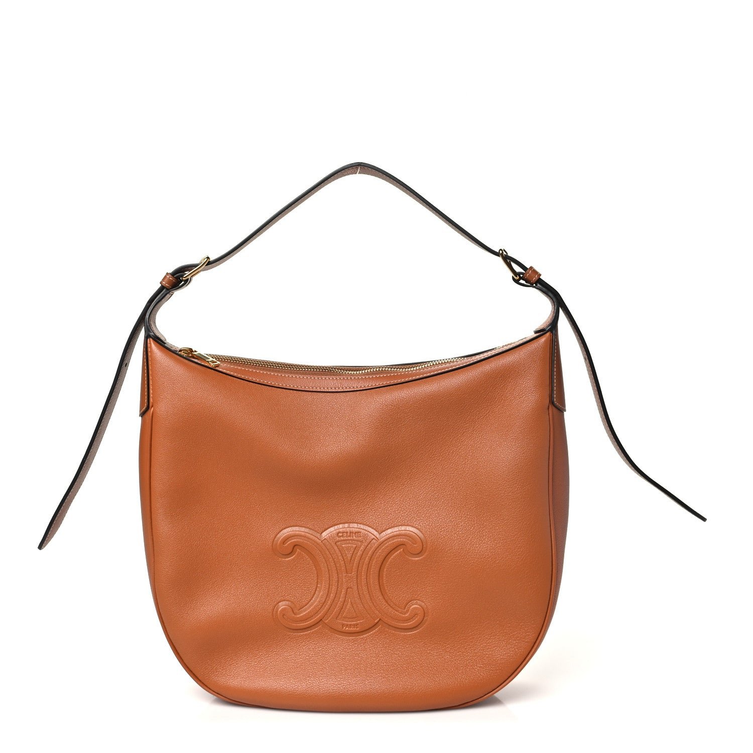 Celine Supple Calfskin Medium Triomphe Heloise Shoulder Bag Tan