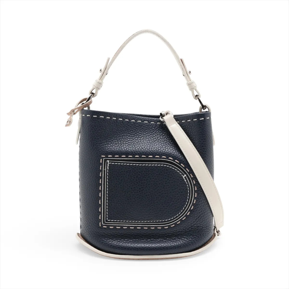 Delvaux bread TOY Leather 2 Way Handbag Navy Blue
