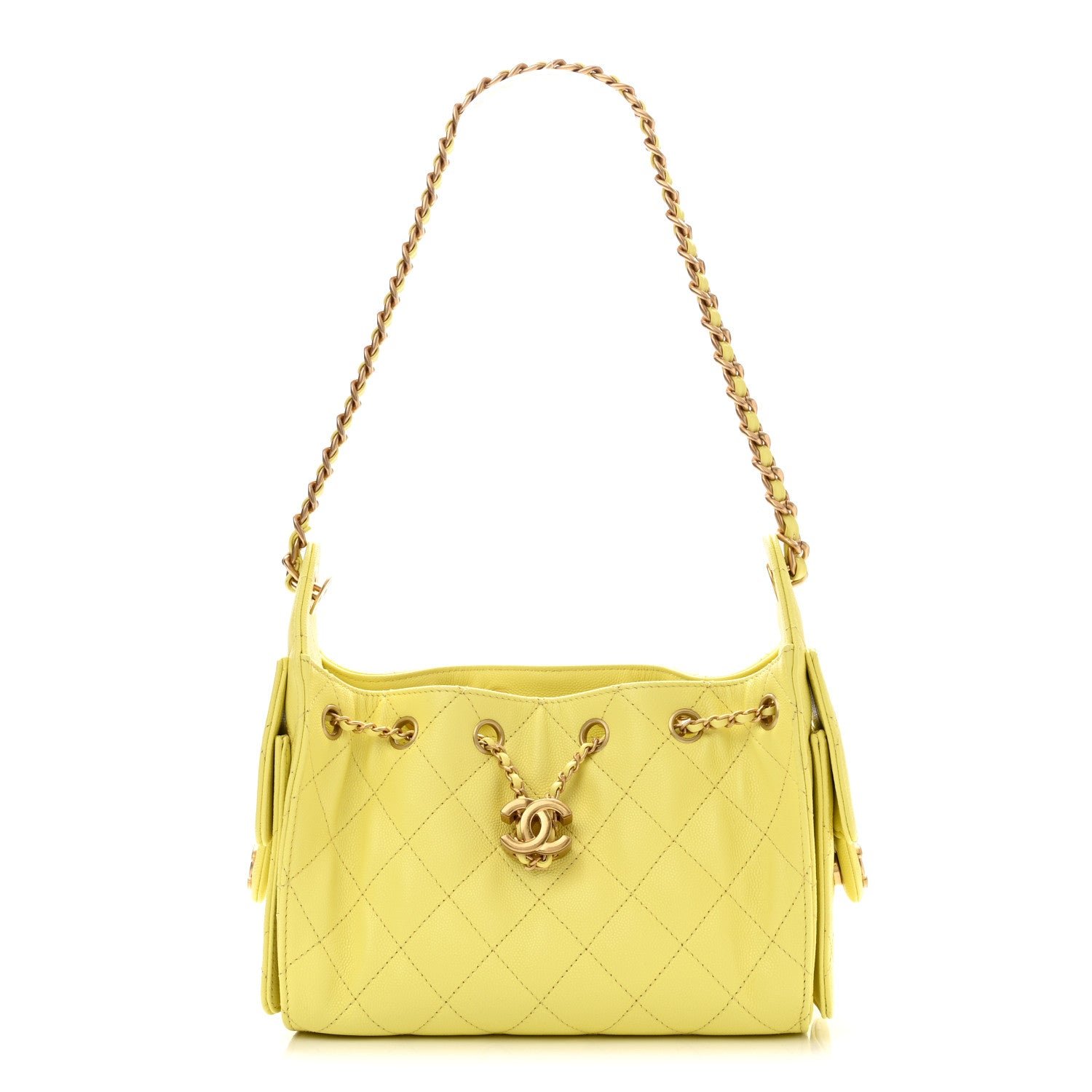 Chanel Caviar Quilted Mini Chanel 25 Handbag Light Yellow