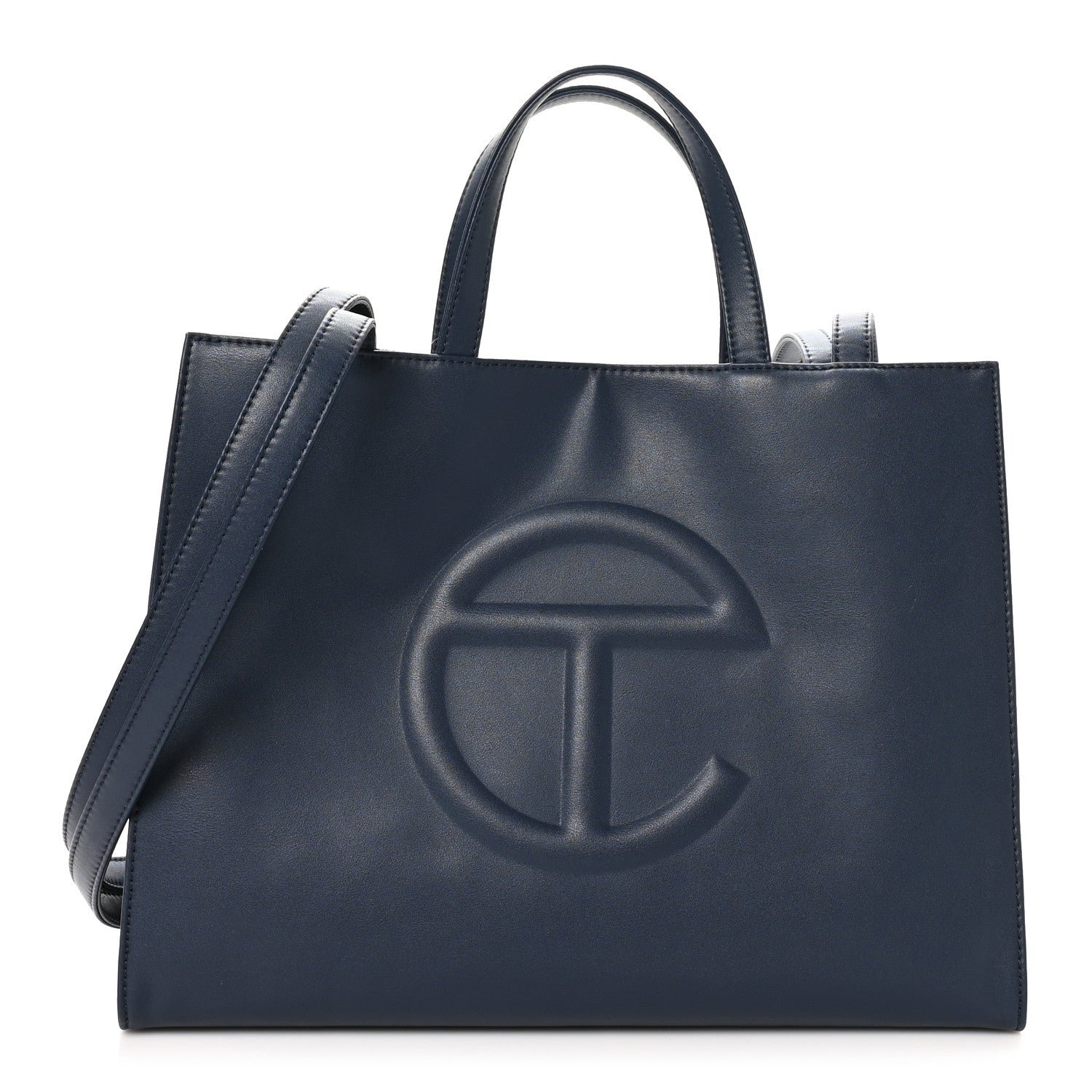 Telfar Telfar Vegan Leather Medium Shopping Bag Navy