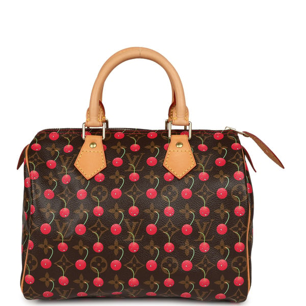Vintage Louis Vuitton x Takashi Murkami Cheries Speedy 25 Brown and Red Cherry Monogram Gold Hardware