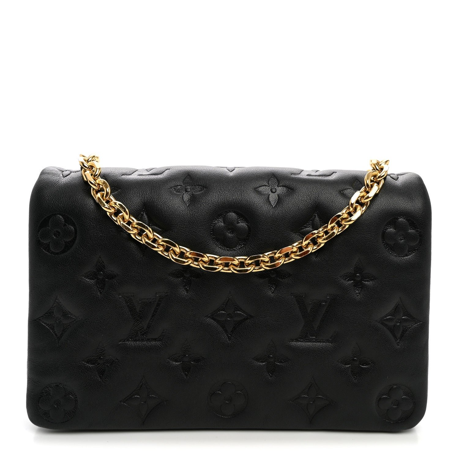 Louis Vuitton Lambskin Embossed Monogram Pochette Coussin Black