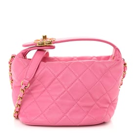 Chanel Lambskin Quilted Small Perfect Meeting Hobo Pink