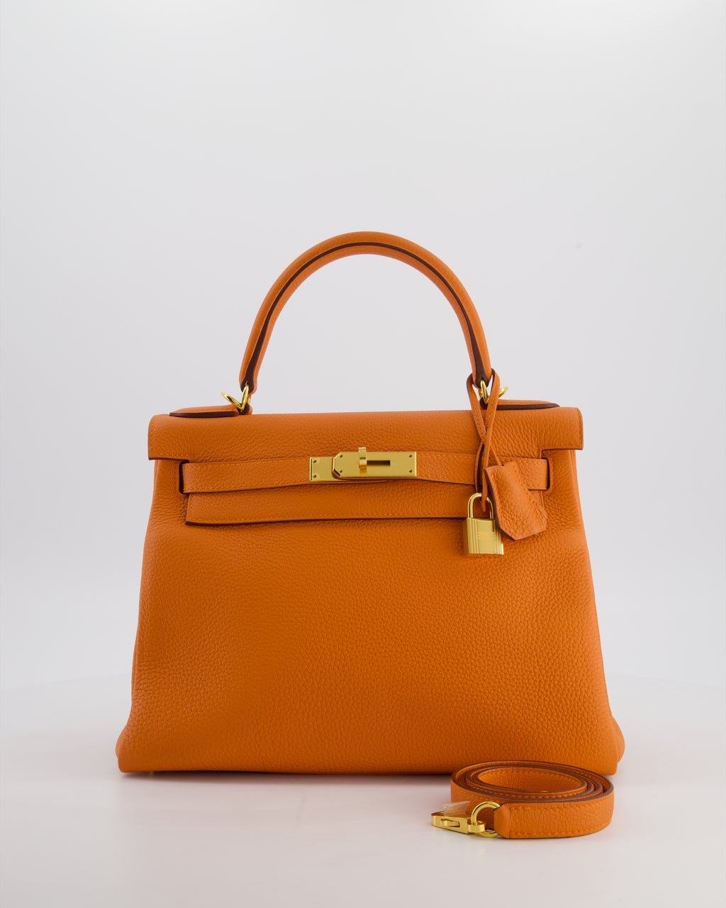 *FIRE PRICE* Hermès Kelly Bag 28 Retourne in Orange Togo Leather with Gold Hardware