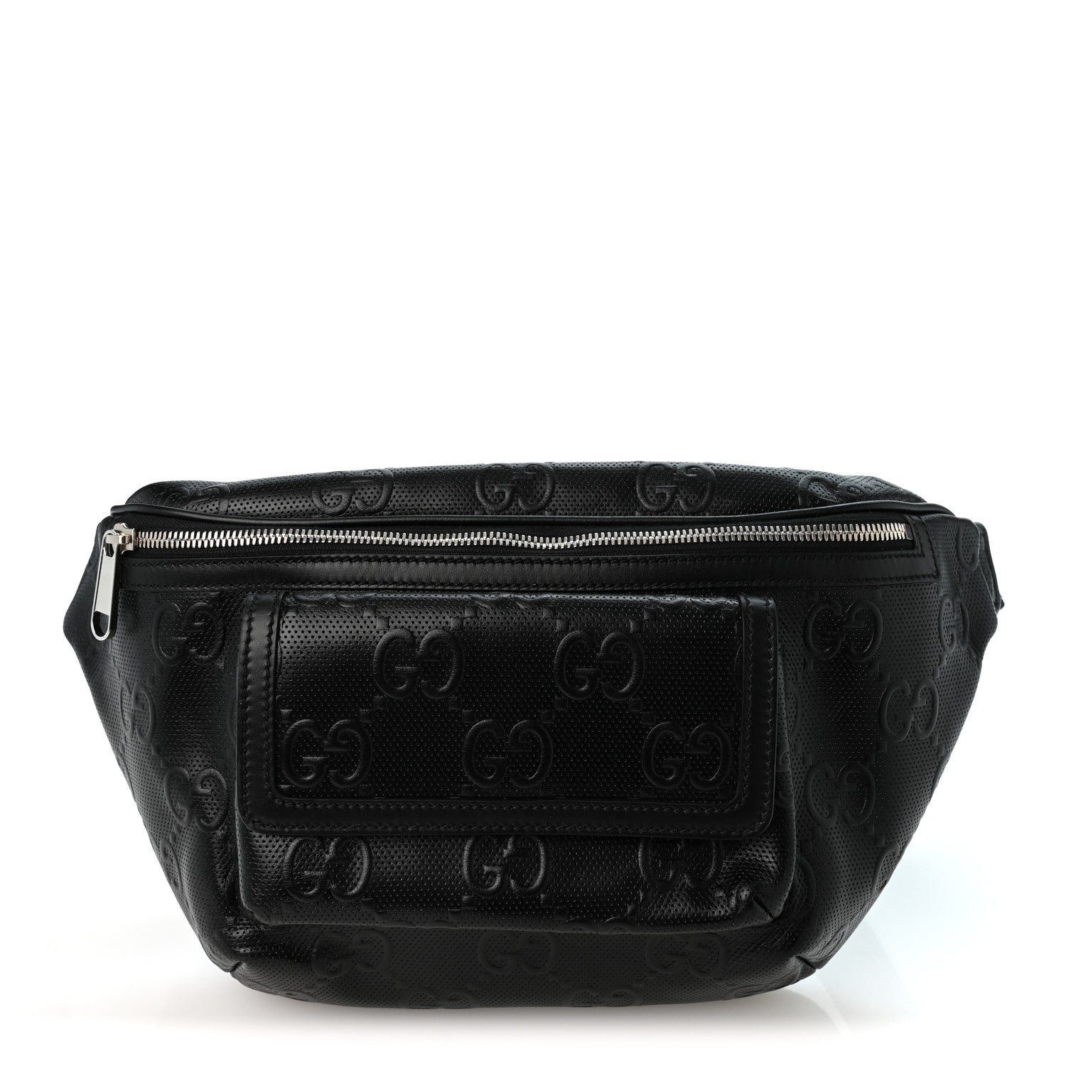 Gucci Calfskin GG Tennis Embossed Pocket Belt Bag Black